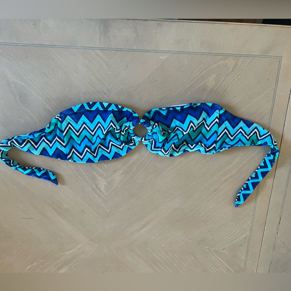 Old Navy Blue and Teal Chevron Bandeau Bikini Top